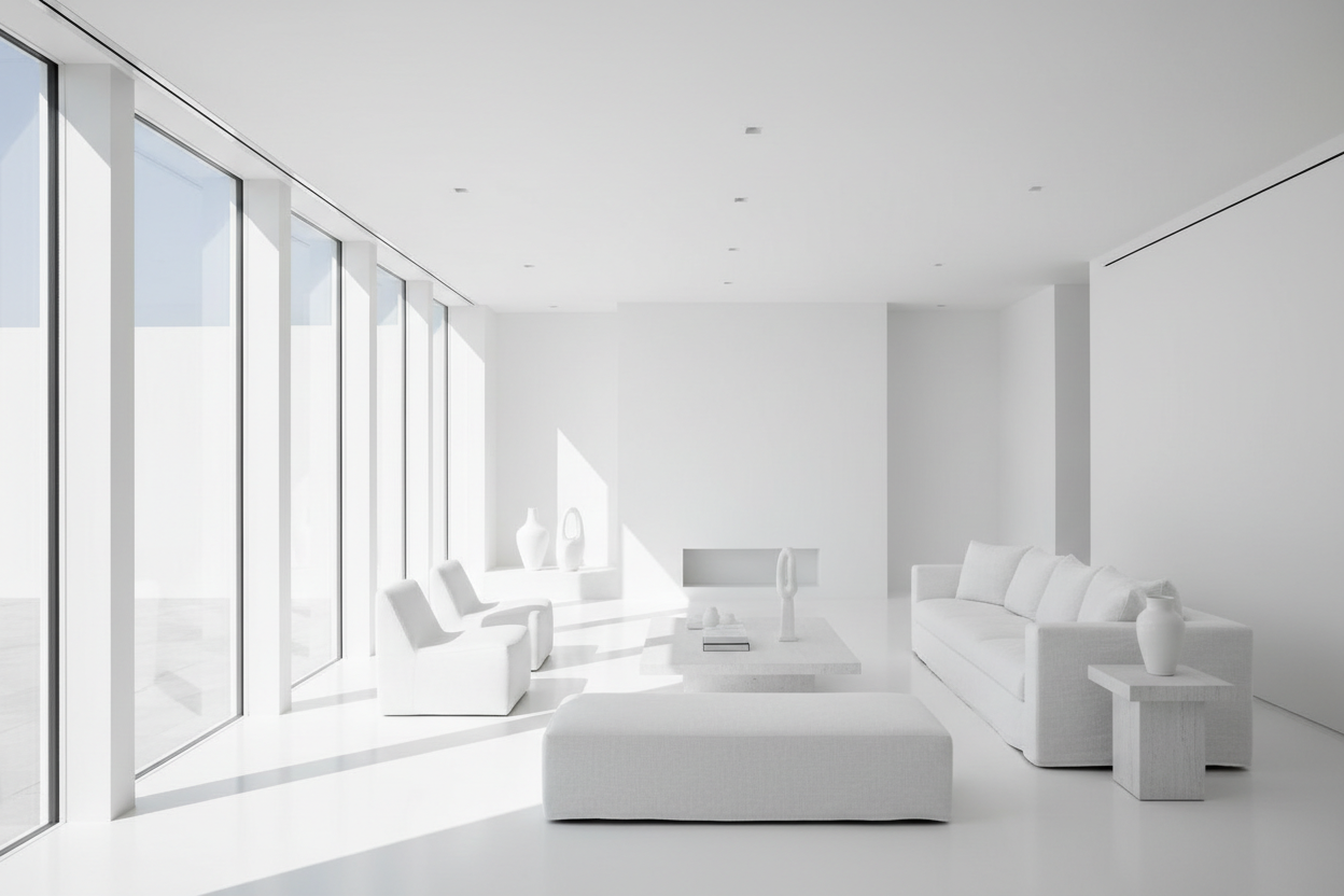 a super clean white interior house